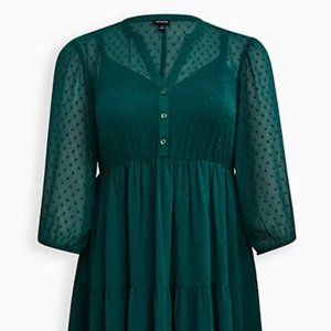Torrid Tea Length fit and flare maxi dress emerald size 0